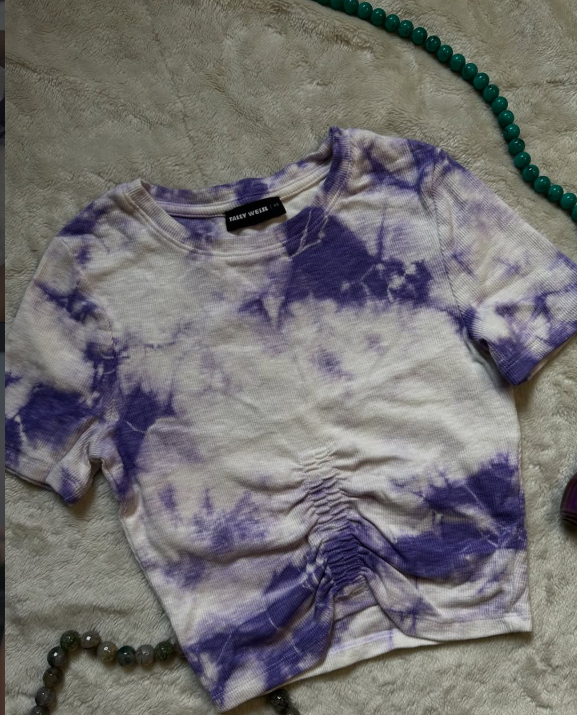 Purple tie-dye crop top